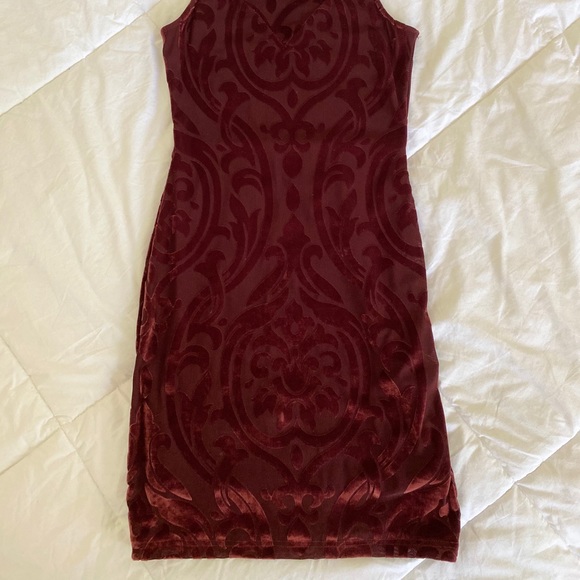 Bodycon Dress with Velvet Detailing - Picture 2 of 5
